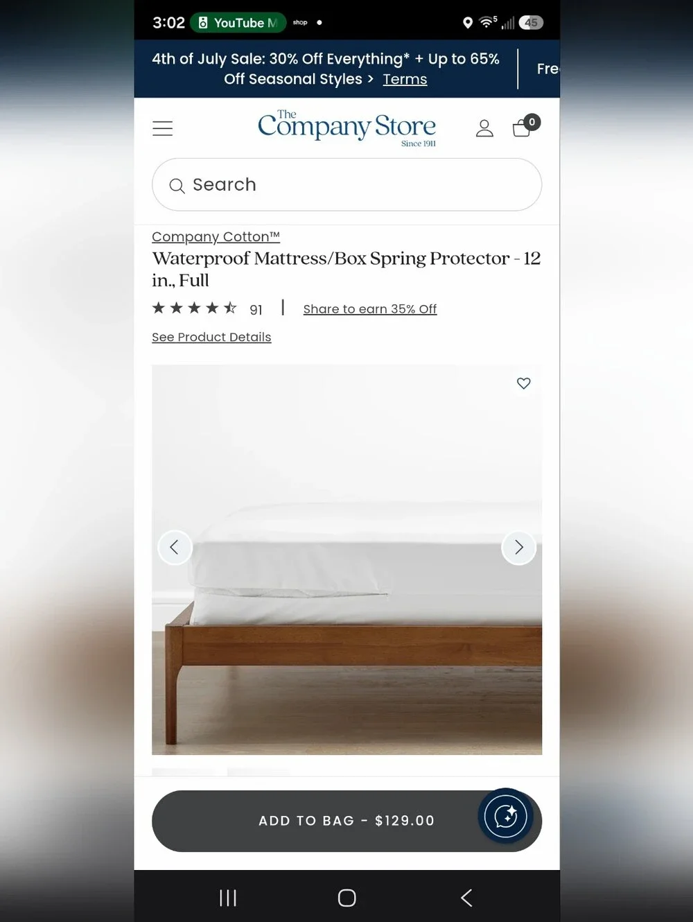 🆕 Company Store - Cotton Waterproof Mattress/Box Spring Protector - 12